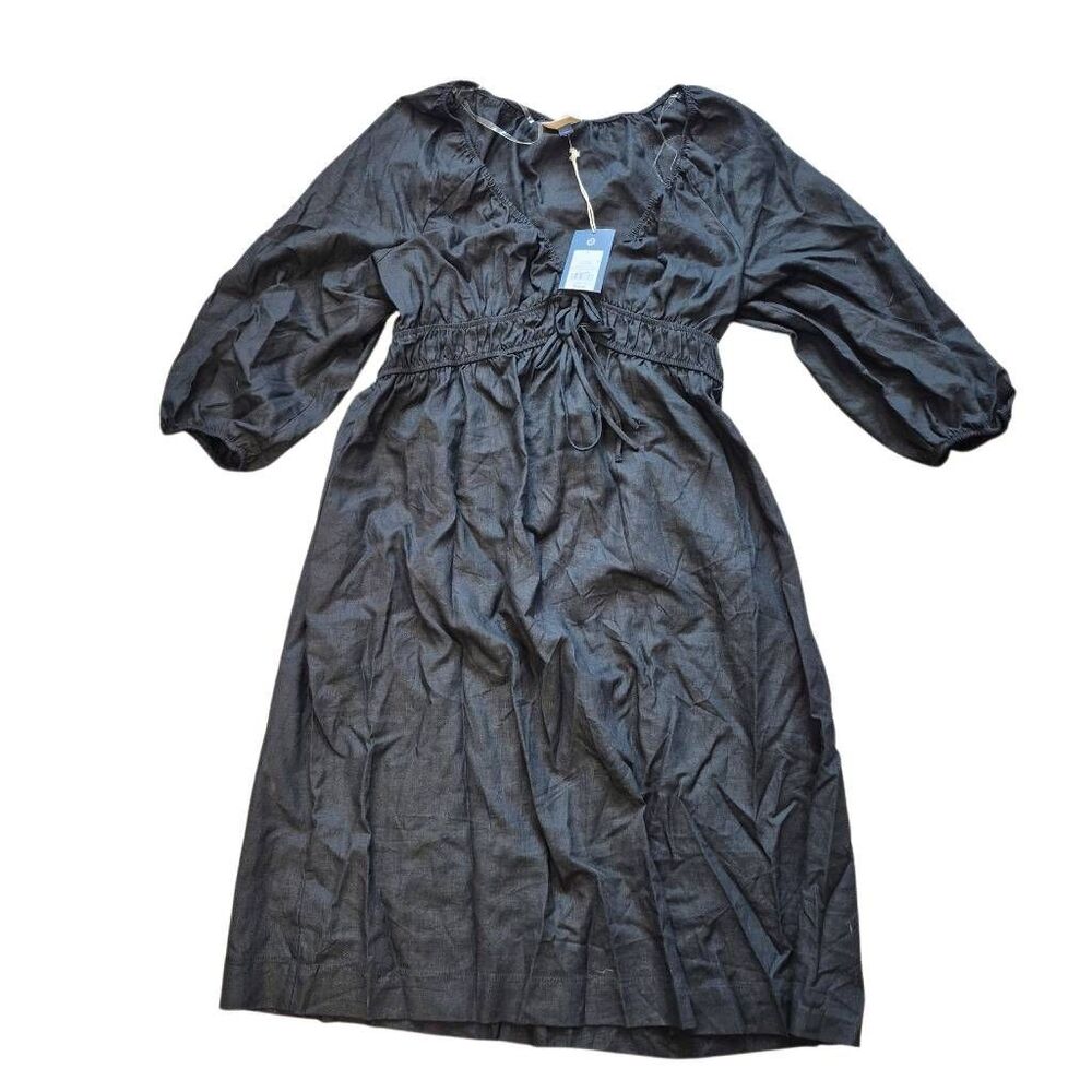 NWT Universal Thread Black Tie-Front Midi Dress Size L Lyocell Rayon - Picture 2 of 12